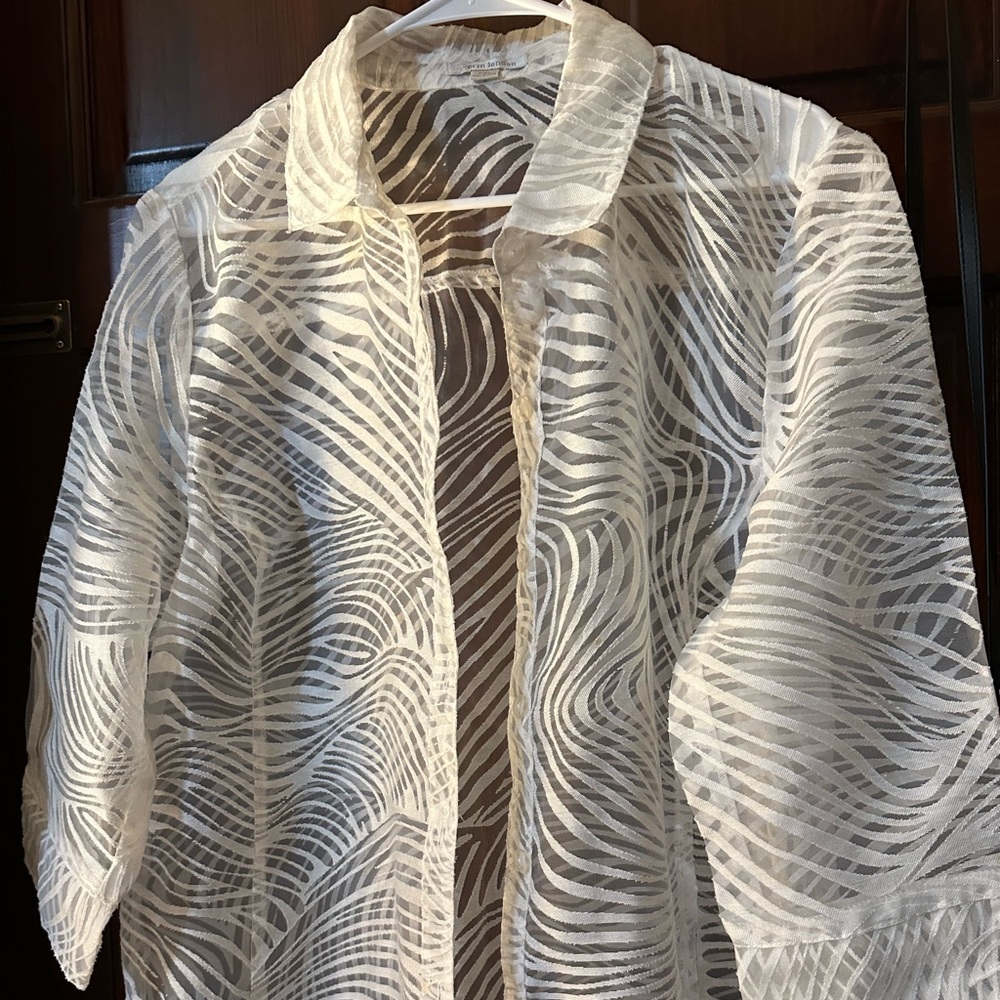 White dressy see through fancy blouse